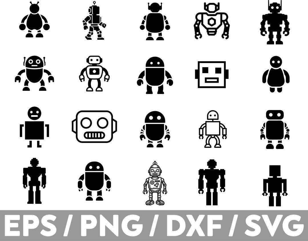 Robot Icon SVG Clipart, Android Bot Silhouette (digital Download) - Etsy