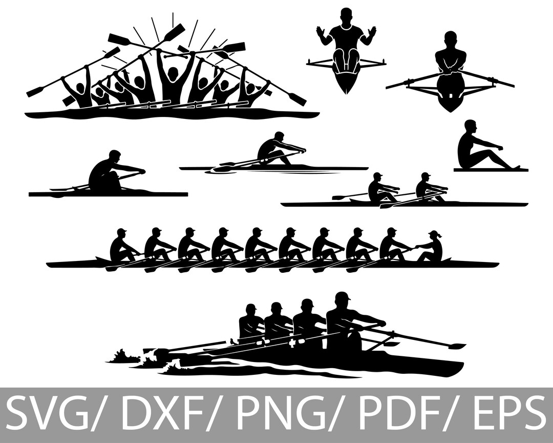 Crew Rowing Vector Rowing Team SVG Bundle | Crew Boat Silhouette Cut Files for Cricut ...