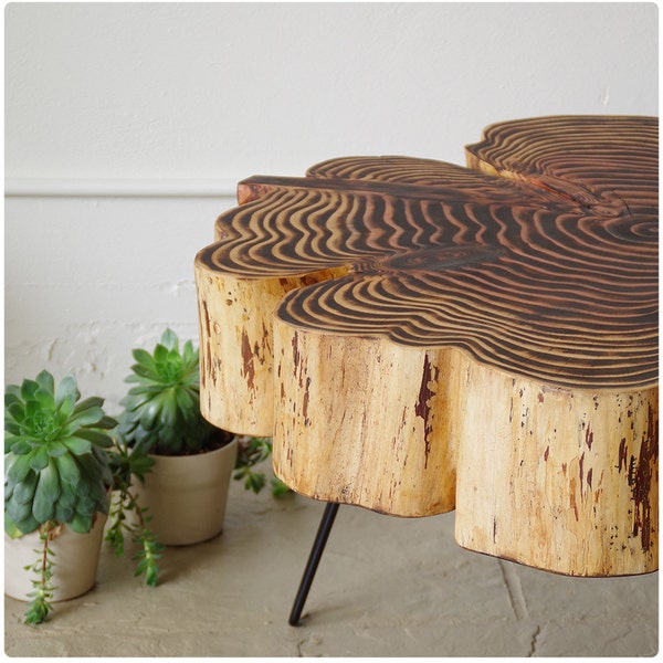 sequoia nimbus coffee table - live edge with mid century modern hairpin legs - mod - urban wood salvage