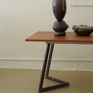 herringbone loft table from mahogany and rectangular tube steel modern dining kitchen, loft and cabin birdloft new vernacular image 5