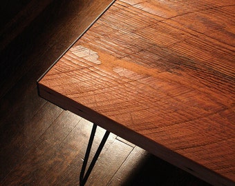 reclaimed wood and metal coffee table