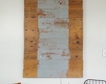 water fall moon - reclaimed wood wall hanging - art - urban salvage - wall hanging from cypress wood