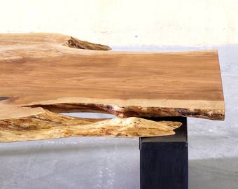 live edge coffee table from urban salvage maple and high recycled content steel