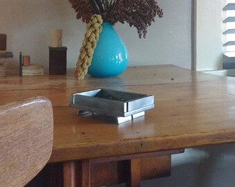steel tray from offcuts - mini incense temple - modern industrial - salvaged upcycled steel