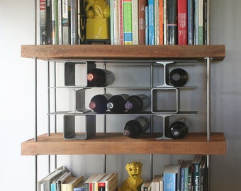 open stacks steel wine rack - from salvaged and recycled content steel - modern industrial minimalist dining