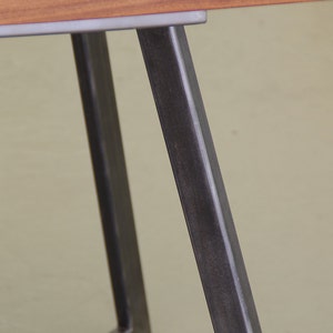 herringbone loft table from mahogany and rectangular tube steel modern dining kitchen, loft and cabin birdloft new vernacular image 4