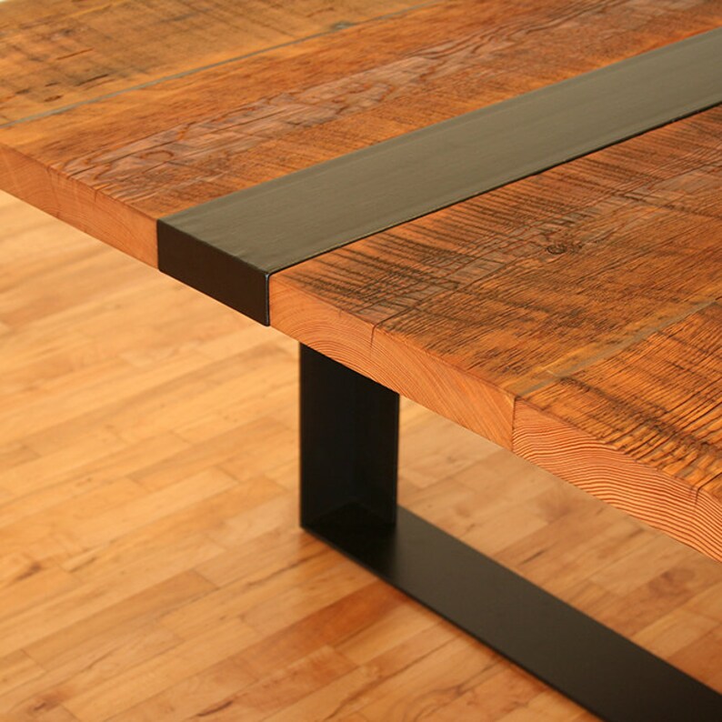 Reclaimed wood dining table with custom fabricated steel legs Etsy