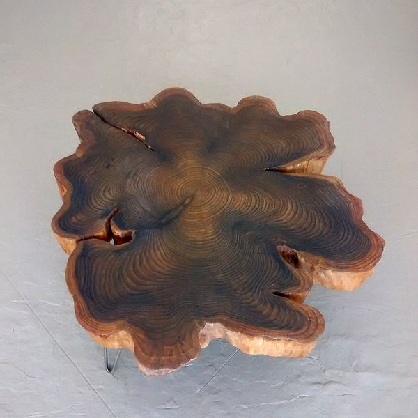 live edge coffee table - with mid century modern hairpin legs - nimbus cloud table - urban wood salvage - modern interior