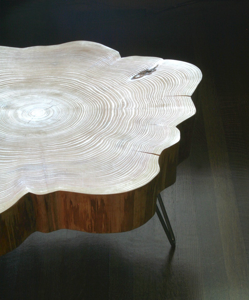 live edge coffee table urban salvage parabola cloud table natural edge with midcentury modern hairpin legs flower cedar flare image 5