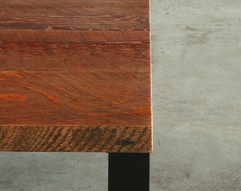 modern loft table - kitchen, dining - reclaimed old growth wood and industrial steel - urban elemental parsons style table