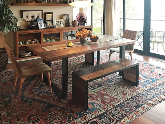 Reclaimed Wood Dining Table With High Recycled Content Steel Legs Modern Industrial Urban Salvage by Custom Order Etsy