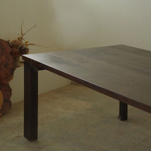 reclaimed wood dining table with custom steel legs modern minimalist industrial urban salvage image 6