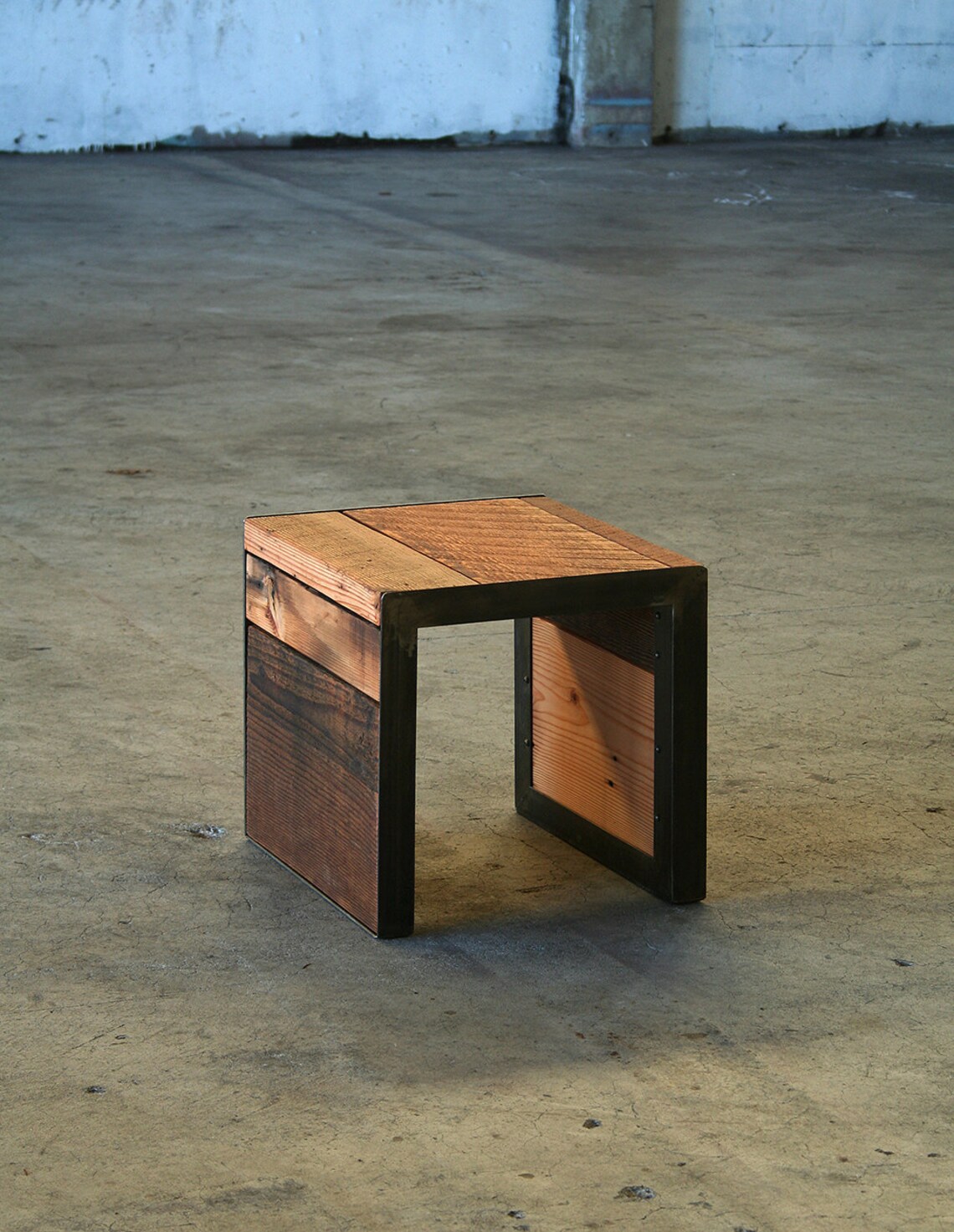 Reclaimed Wood Side Table From Old Growth Fir and Recycled | Etsy