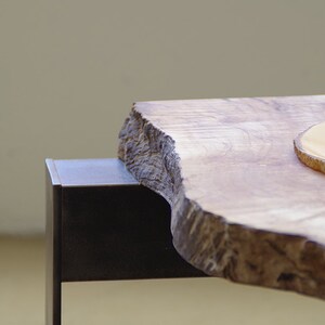 live edge coffee table from urban salvage maple and high recycled content steel image 2