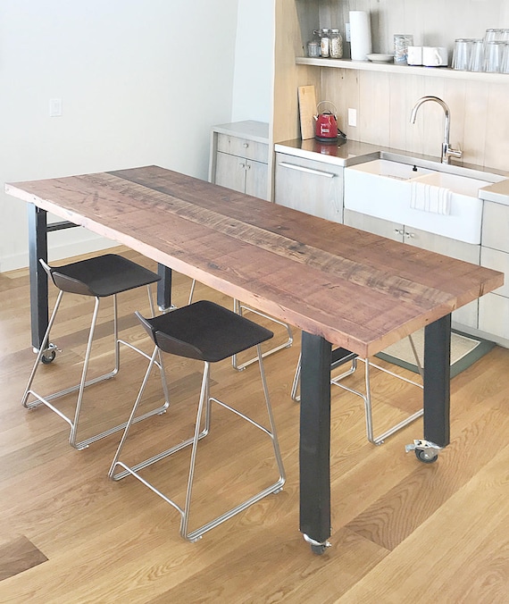 Wooden table cheap with wheels