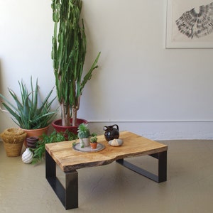 live edge coffee table from urban salvage maple and high recycled content steel image 3