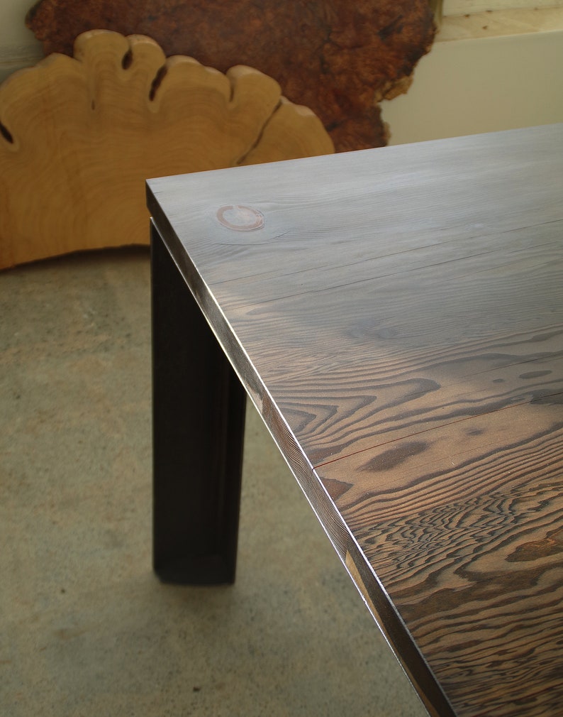 reclaimed wood dining table with custom steel legs modern minimalist industrial urban salvage image 5