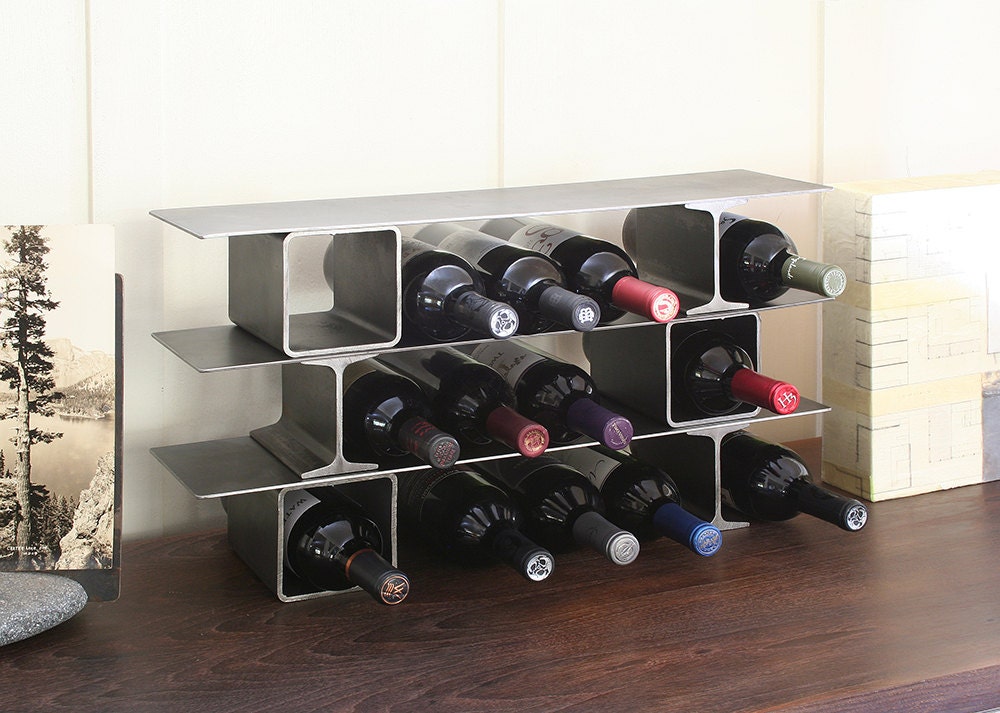 Open stacks steel wine rack from salvaged and recycled Etsy