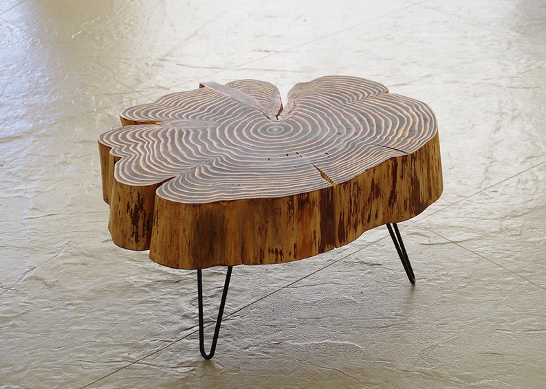 sequoia nimbus coffee table live edge with mid century modern hairpin legs mod urban wood salvage image 5