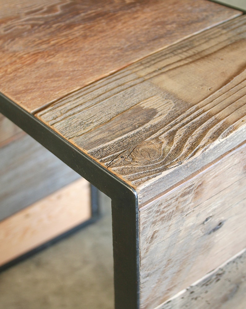Reclaimed Wood and Steel Nightstand From Salvaged Fir and Etsy