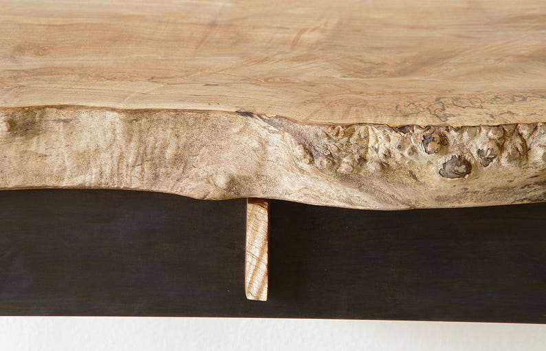 live edge console hall table entry table industrial modern console from urban salvage wood and recycled steel desk with drawer image 5