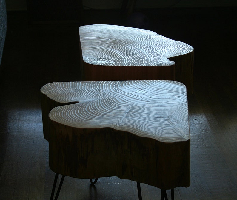 nimbus cloud mini table live edge with midcentury modern hairpin legs natural edge mod urban wood salvage rain cloud fragment image 1