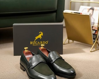 J Fitz | Handmade Cow Leather Loafer shoes with beautiful Butterfly Tie and Suede Leather vamp | Free Fast Delivery