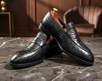 Avola | Crocodile Textured Leather Shoes | Handcrafted Shoes with Love | Custom Made