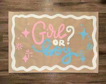 Gender Reveal Hand-Painted Banner 35" x 50"