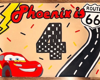 Cars Disney Hand-Painted Banner 35" x 50"