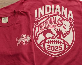 Indiana Football Champions 2025 Shirt | Retro Comfort Colors Tee | Crimson & Cream