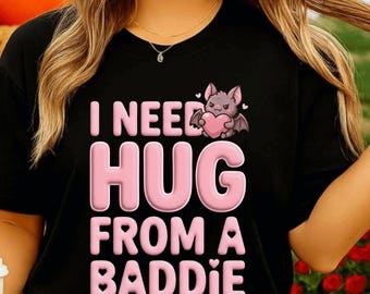 Sudadera divertida de Baddie PNG, camiseta con gráfico de murciélago estético, diseño de camiseta retro Y2K, camiseta de abrazo de moda por sublimación, descarga digital instantánea