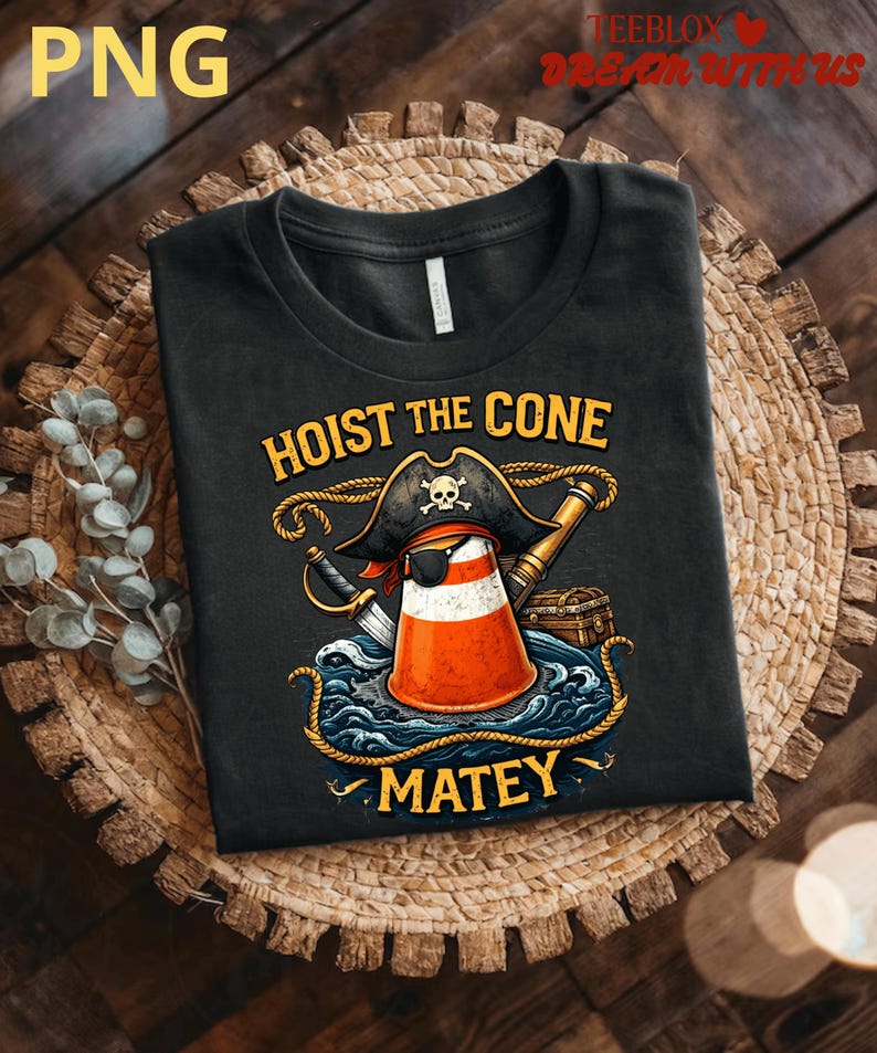 "Hoist The Cone Matey" shirt, grappig honkbalcoach shirt, piraten verkeerskegel shirt, cadeau voor honkbalmoeder, sportwoordspeling shirt, honkbalmeme afbeelding 6