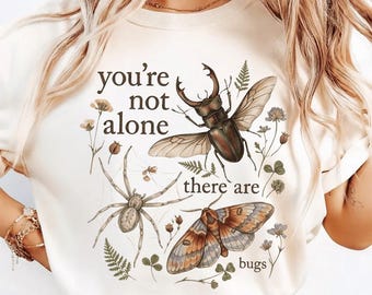 Cottagecore Insect T-Shirt Design, Funny Bug Lover PNG, Entomologist Gift, Nature Illustration, Whimsical Beetle and Moth Sublimation File