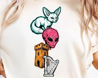 Divertido Spurs Fox Alien Castle Harper PNG, diseño de sublimación, gráfico moderno, silueta peculiar, imágenes prediseñadas para camisetas, descarga digital