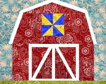 Barn quilt block, paper pieced quilt pattern, PDF pattern, instant download, barn pattern