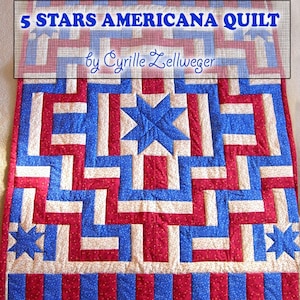 5 Stars Americana Patriotic Quilt Pattern PDF, easy