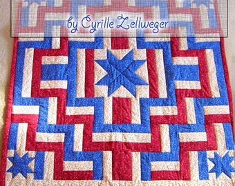 Patrón de colcha patriótica americana de 5 estrellas PDF, fácil