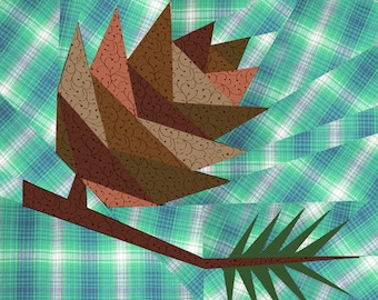 Pine Cone quilt block, paper pieced quilt pattern, PDF pattern, instant download, forest pattern, woodland pattern, Christmas pattern