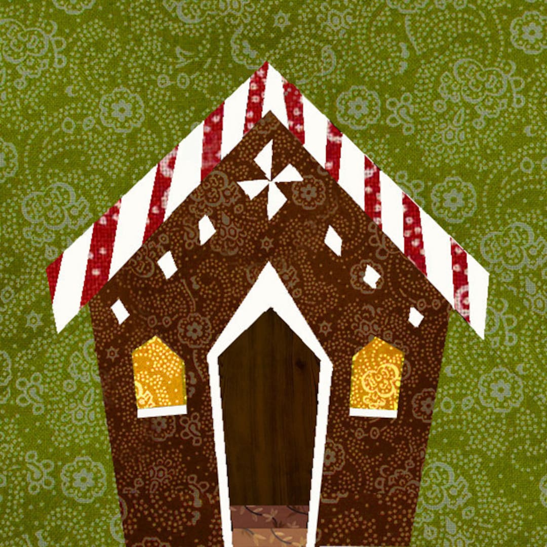 Gingerbread House Quilt Block, Paper Pieced Quilt Pattern, PDF Pattern