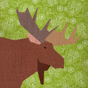 Moose Paper quilt block, paper pieced quilt pattern, PDF pattern, instant download, pieced quilt block pattern PDF, woodland pattern