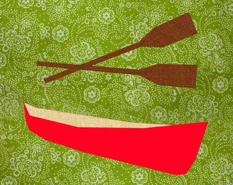 Bloque de edredón Jolly Red Canoe, patrón de edredón con patchwork de papel, patrón en PDF, descarga instantánea, patrón para exteriores