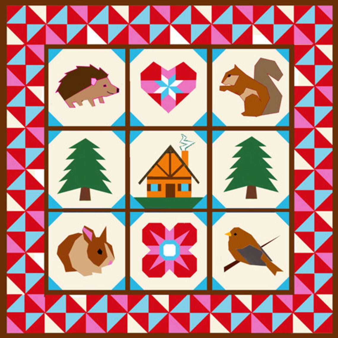 Squirrel Quilt Block Paper Pieced Quilt Pattern PDF Pattern Etsy
