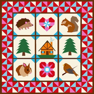 Hedgehog quilt block, paper pieced quilt pattern, PDF pattern, instant download, wildlife pattern image 3