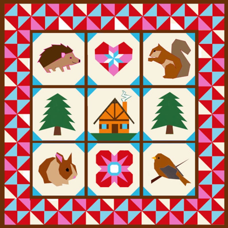 Hedgehog quilt block, paper pieced quilt pattern, PDF pattern, instant download, wildlife pattern image 3