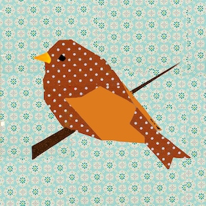 Little bird paper pieced quilt block pattern PDF