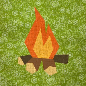 Campfire quilt block, paper pieced quilt pattern, PDF pattern, instant download