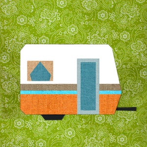 My little trailer quilt block, paper pieced quilt pattern, PDF pattern, instant download, Paper pieced quilt block pattern PDF