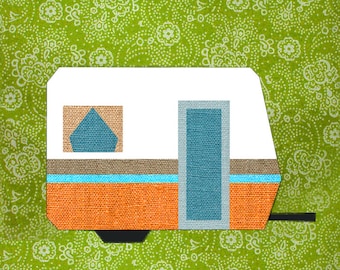 My little trailer quilt block, paper pieced quilt pattern, PDF pattern, instant download, Paper pieced quilt block pattern PDF