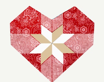 Sweet Heart Valentine paper pieced quilt block pattern PDF